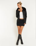 image of Yindo Zip Up Jacket in PU Black