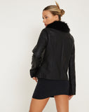 image of Yindo Zip Up Jacket in PU Black