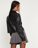 image of Yonde Zip Up Jacket in PU Black