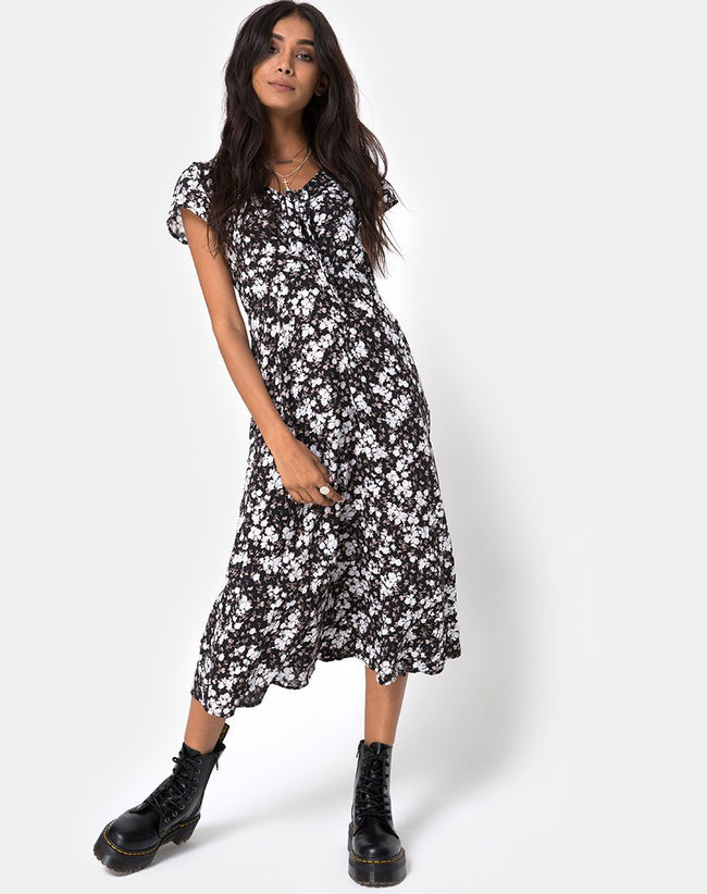 Youki Midi Dress in Dark Wild Flower