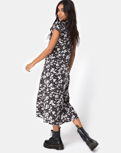 Youki Midi Dress in Dark Wild Flower