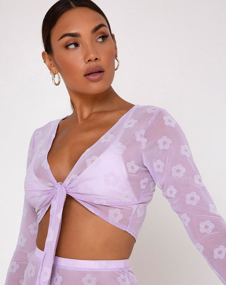 Chilo Long Sleeve Top in Love Bloom Lilac Flock