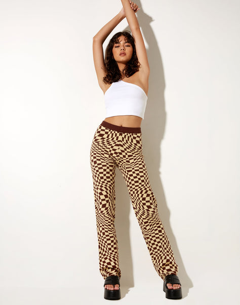 Image of Yuna Trouser in Knit Square Flag Coffee Quartz