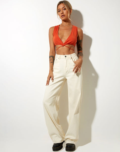 Image of Yunda Crop Top in Rib Tangerine