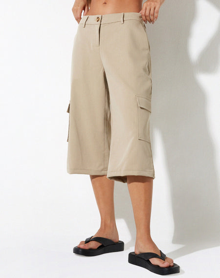 Setya Long Line Tailored Shorts in Taupe