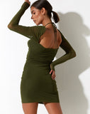 image of  Yuvila Bodycon Dress in Mesh Khaki