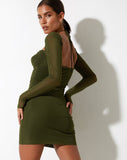 image of  Yuvila Bodycon Dress in Mesh Khaki