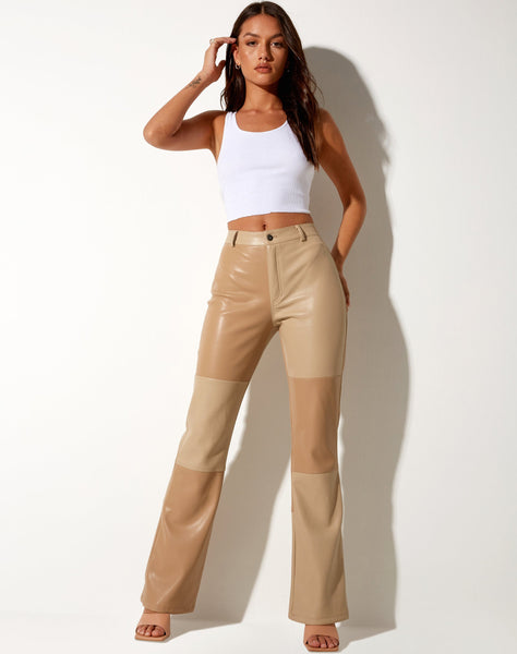 Image of Zabel Flare Trouser in PU Tan Cream