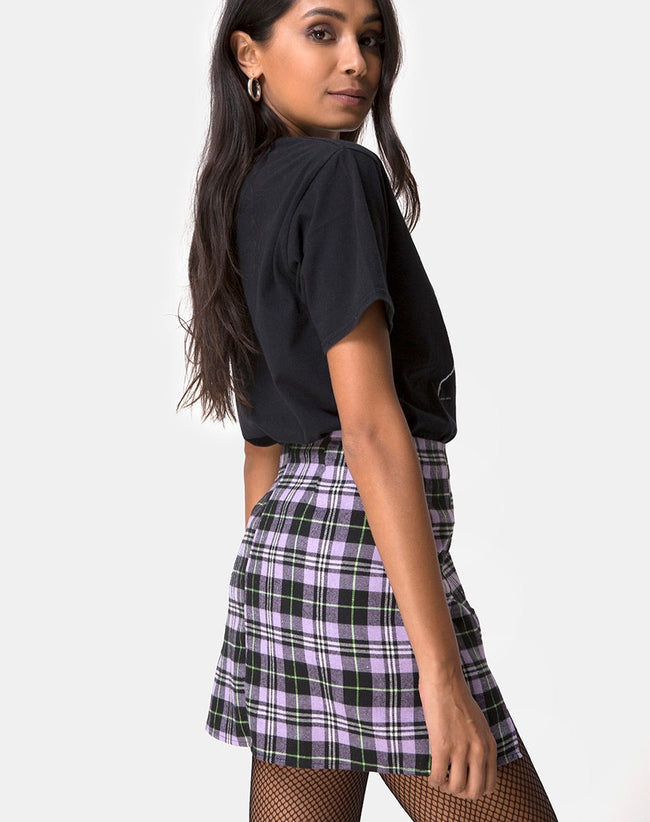 Zaid Mini Skirt in Plaid Lilac