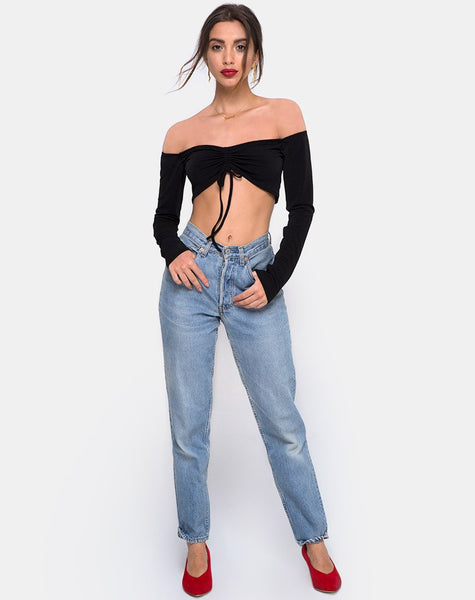 Zalea Off The Shoulder Crop in Black