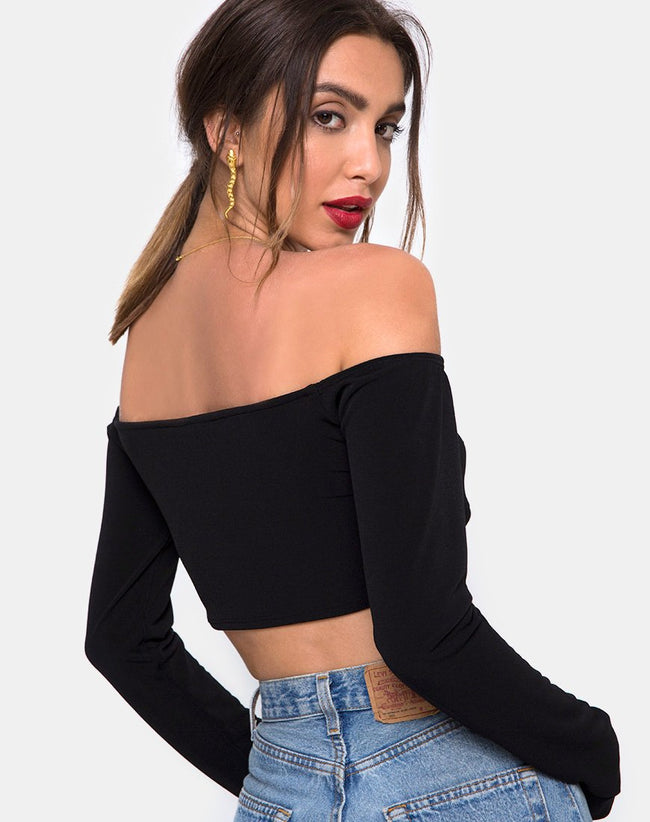 Zalea Off The Shoulder Crop in Black