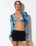 image of Zemira Long Sleeve Top in Abstract Floral Blue