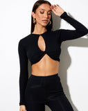 Image of Zen Crop Top in Rib Black