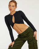 image of Zen Long Sleeve Cut Out Top in Black