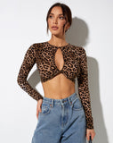 Image of Zen Crop Top in Night Leopard Brown