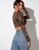 Image of Zen Crop Top in Night Leopard Brown