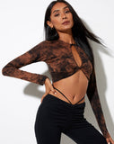 Image of Zen Crop Top in Black Rust Tie Dye