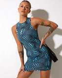 Image of Zenalo Bodycon Dress in Optic Polka Blue