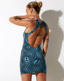 Image of Zenalo Bodycon Dress in Optic Polka Blue