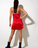 Zenda Mini Dress in Satin Red