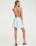 image of Zenita Mini Dress in Satin Ice Blue