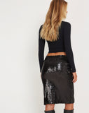 Image of Ziarre Midi Skirt in Black Sequin