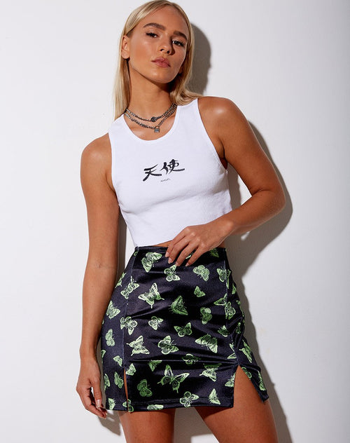 Zida Mini Skirt in Black Butterfly Lime