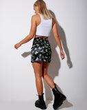 Zida Mini Skirt in Black Butterfly Lime