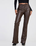 image of Zinam Flared Leg Trouser in PU Brown