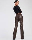 image of Zinam Flared Leg Trouser in PU Brown