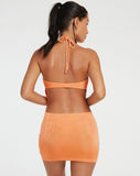 Zione Bodycon Dress in Orange Diamante Buckle