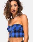 Zipshi Cropped Top in Tartan Blue