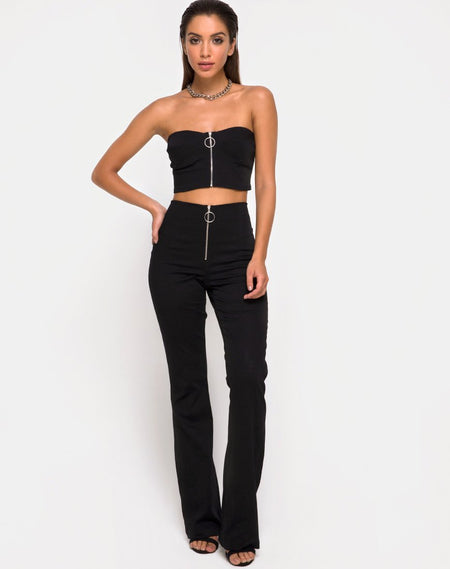 Herlom Flare Trouser in Over the Moon Black with Glitter