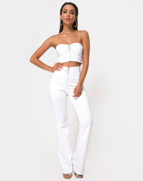 Zipshi Crop Top in White