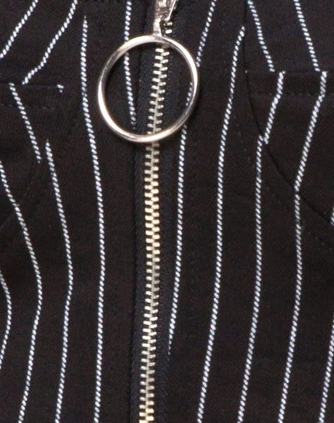 Zipshi Top in Pinstripe Black