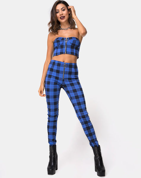 Jolim Tapered Trouser in Tartan Blue