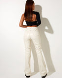 Image of Zorea Trouser in PU Coconut Milk with Black Stitching