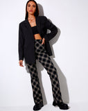 Image of Zoven Flare Trouser in 20s Check Black and Grey