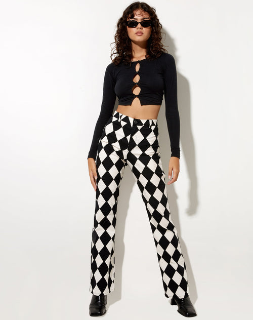 Image of Zoven Flare Trouser in Harlequin Black and White