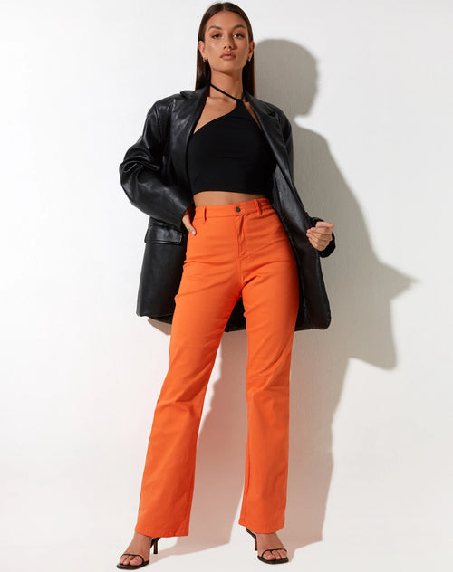 Image of Zoven Flare Trouser in Twill Coral Rose