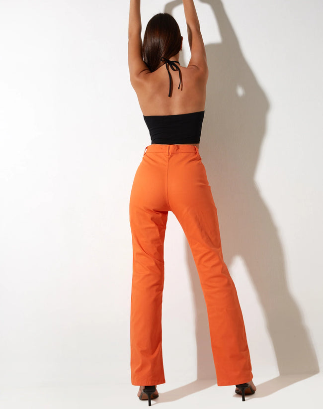 Image of Zoven Flare Trouser in Twill Coral Rose