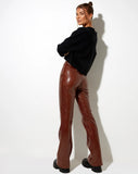 Image of Zoven Flare Trouser in Croc PU Brown