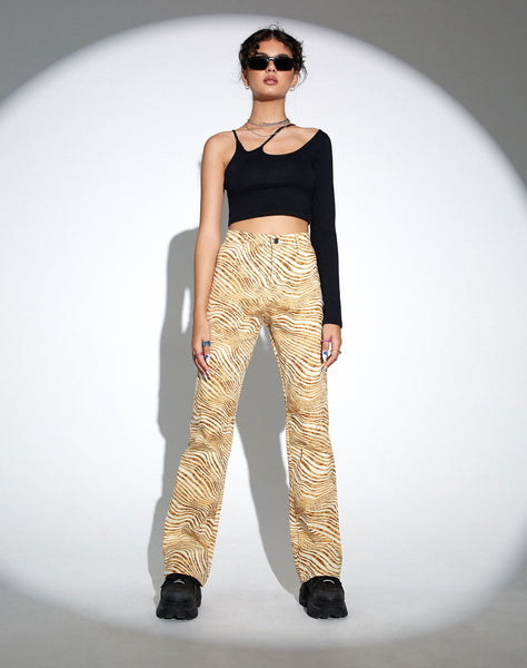 MOTEL X OLIVIA NEILL Zoven Flare Trouser in Desert Terrain Tan