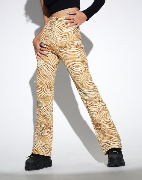 MOTEL X OLIVIA NEILL Zoven Flare Trouser in Desert Terrain Tan