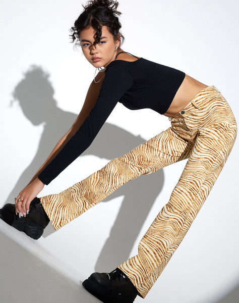 MOTEL X OLIVIA NEILL Zoven Flare Trouser in Desert Terrain Tan