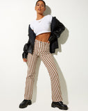 Zoven Flare Trouser in Diagonal Checker Tan and Ivory