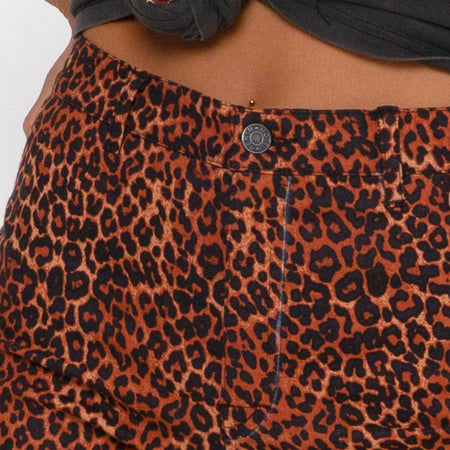 Zoven Trouser in Ditsy Leopard Orange