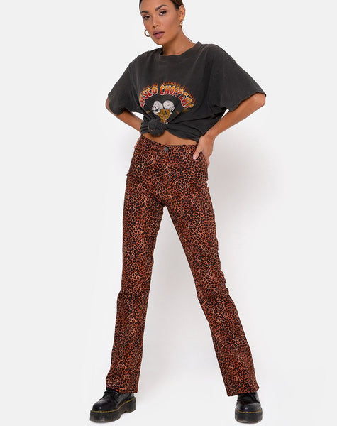 Zoven Trouser in Ditsy Leopard Orange