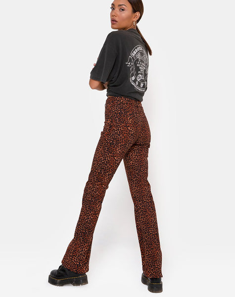 Zoven Trouser in Ditsy Leopard Orange