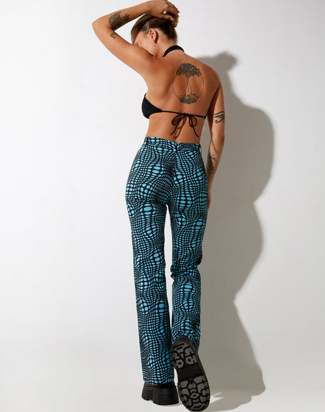 Image of Zoven Flare Trouser in Optic Polka Blue